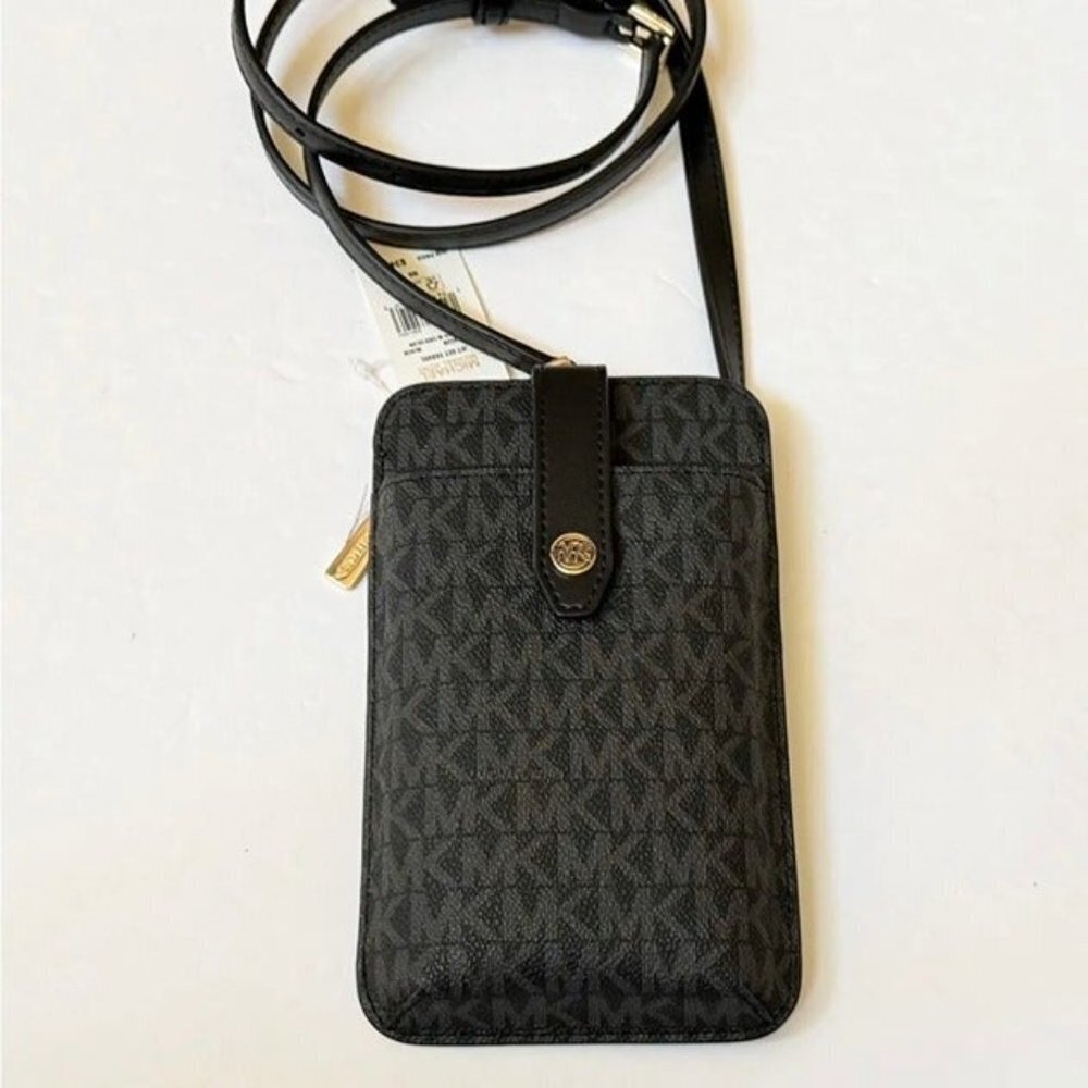 Michael Kors JST MK Logo Smart phone crossbody with Card Holder Black - Picture 4 of 7